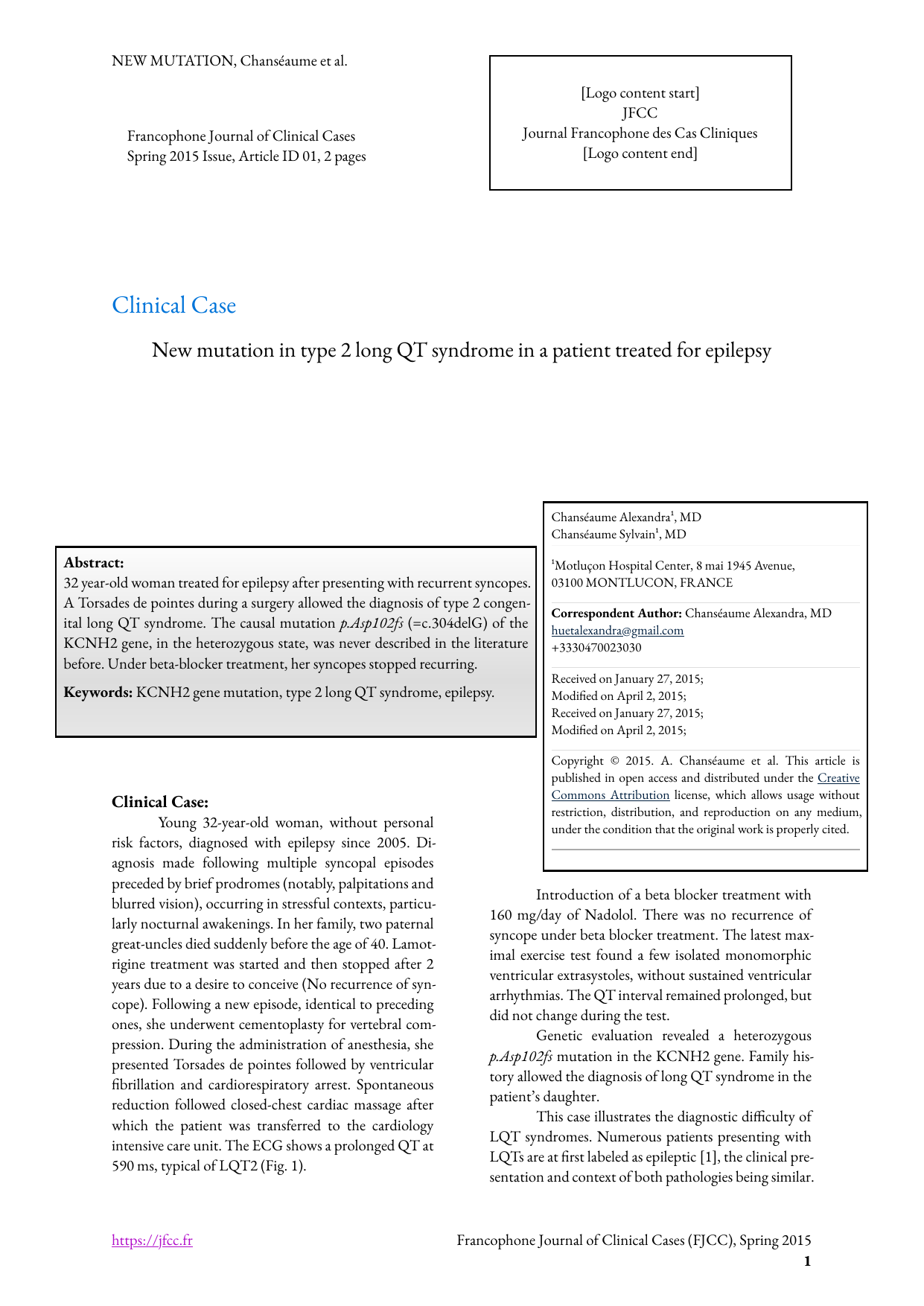 Cover of the medical article sample